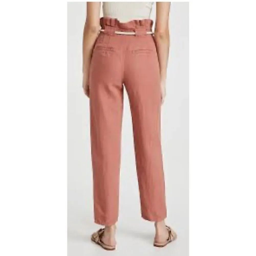 Veronica Beard Linen & Cotton Karter Cropped Pant in Mocha NWT Size 8 - Picture 2 of 9